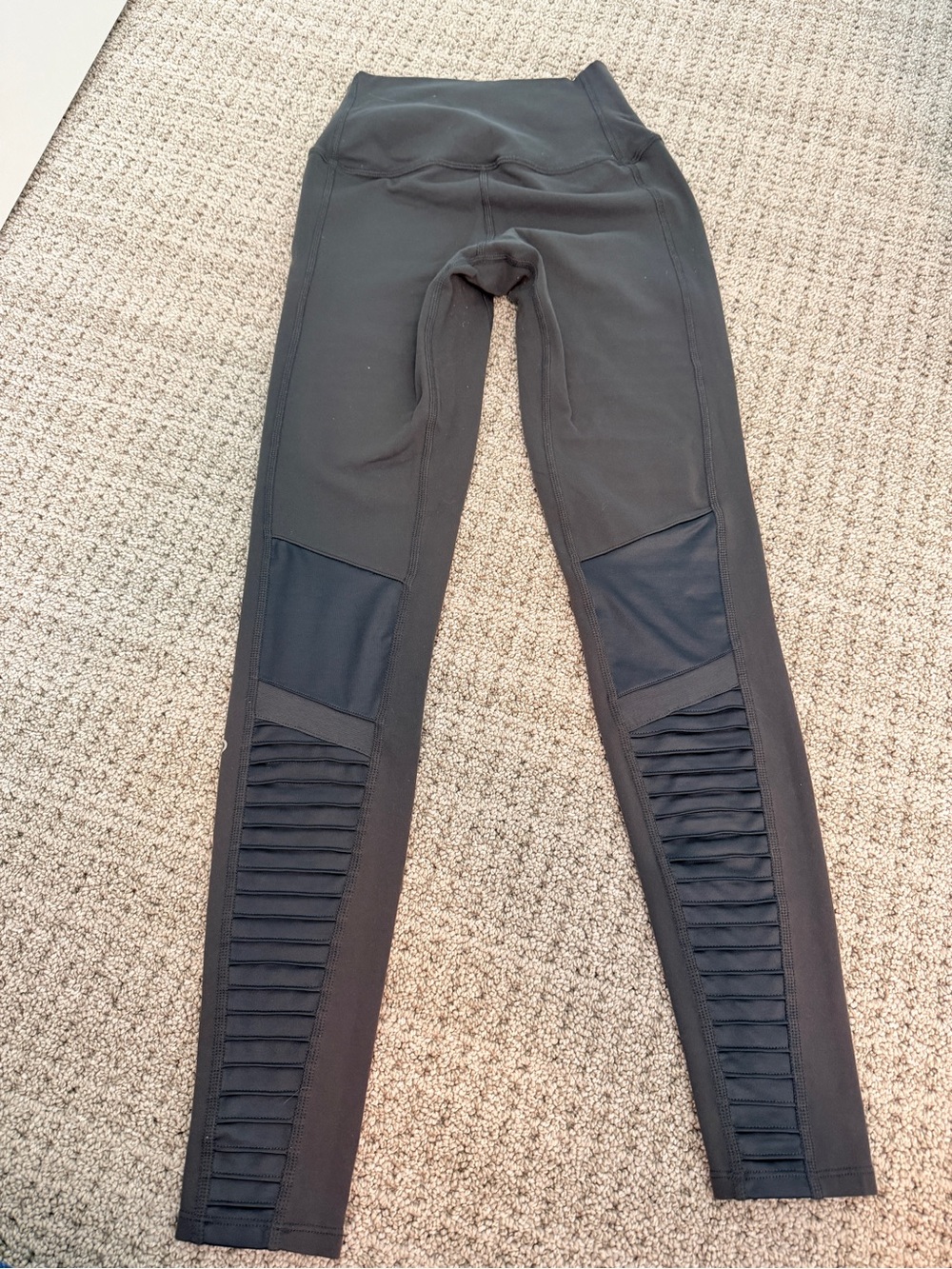 Alo dark grey  Moto Leggings with Mesh & Ribbed Panels